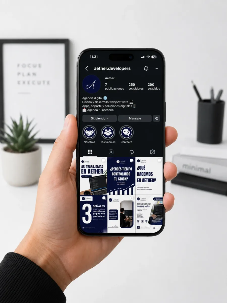 Captura del perfil de Instagram después de la gestión de contenido